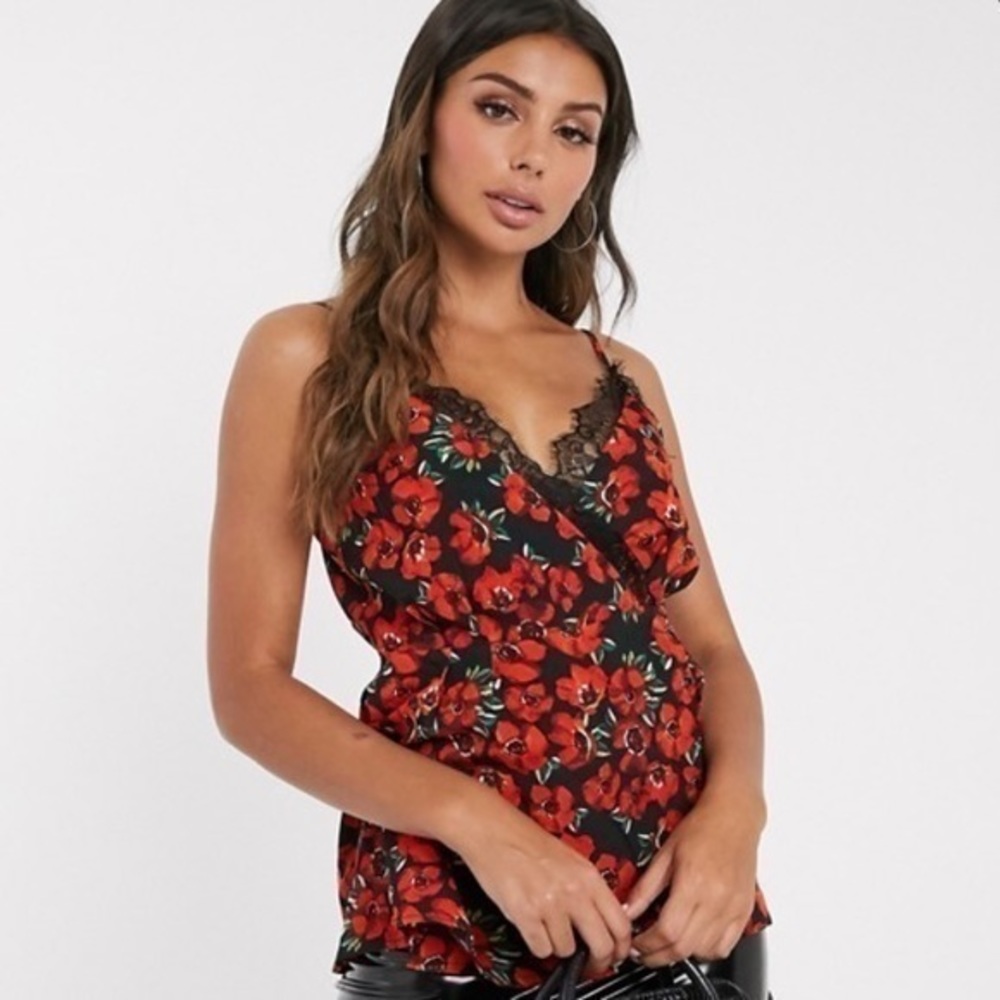 Missguided Satin Cami Wrap Top